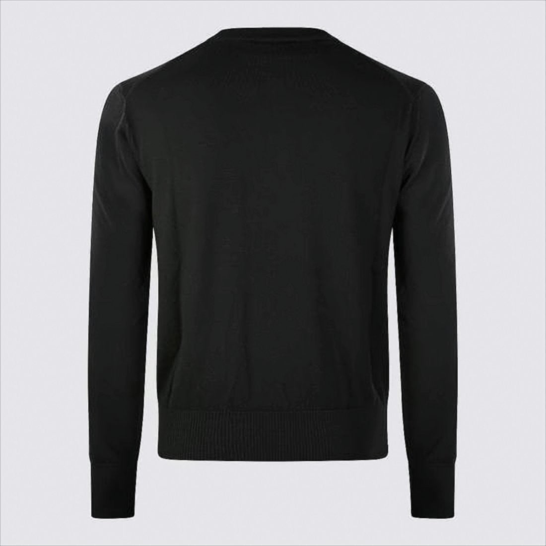 Classic Black Wool Sweater With Heart Emblem