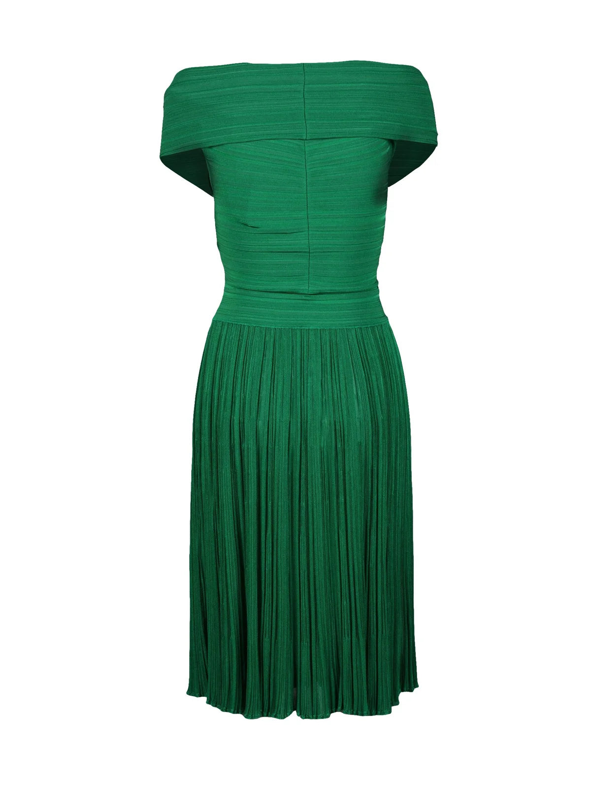 Knit Dress With Twisted Knot Detail And Pleated Skirt