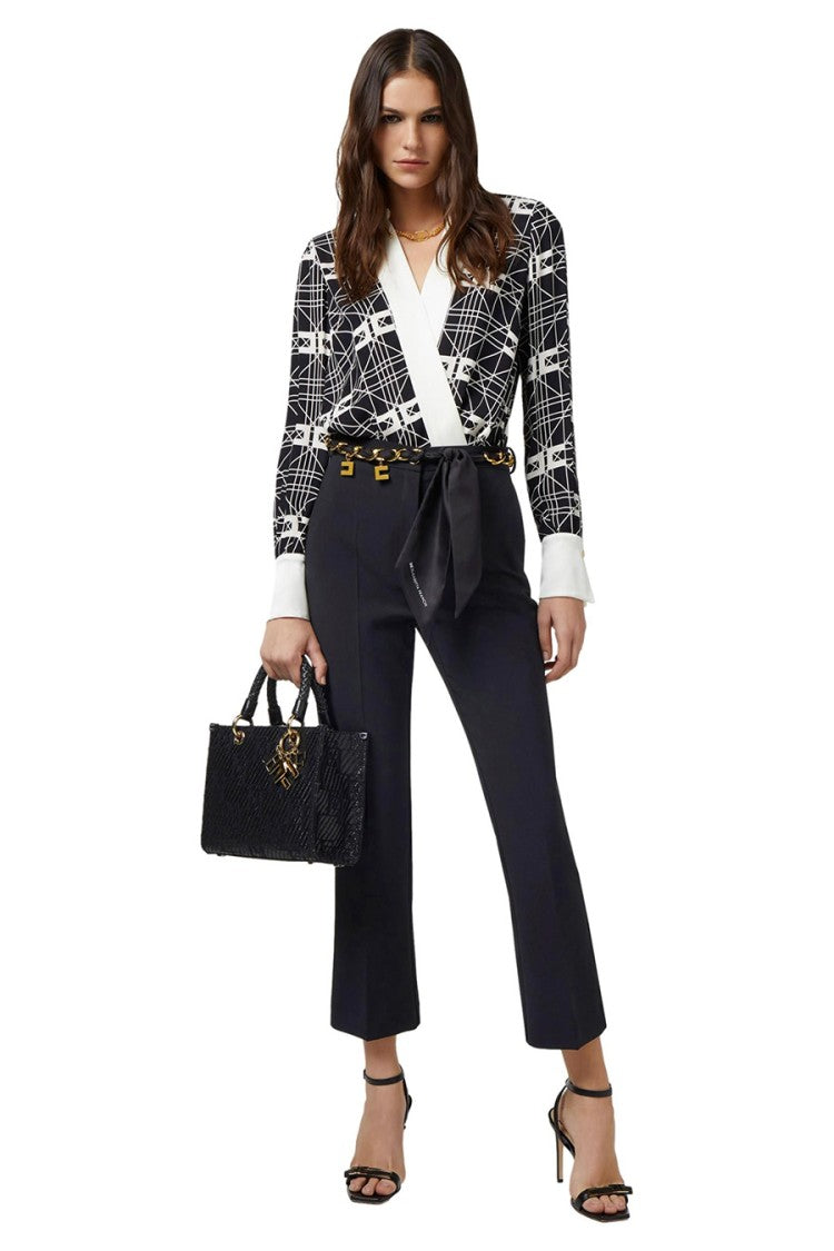 Silk Shirt With Wrap Design And Elastane Blend