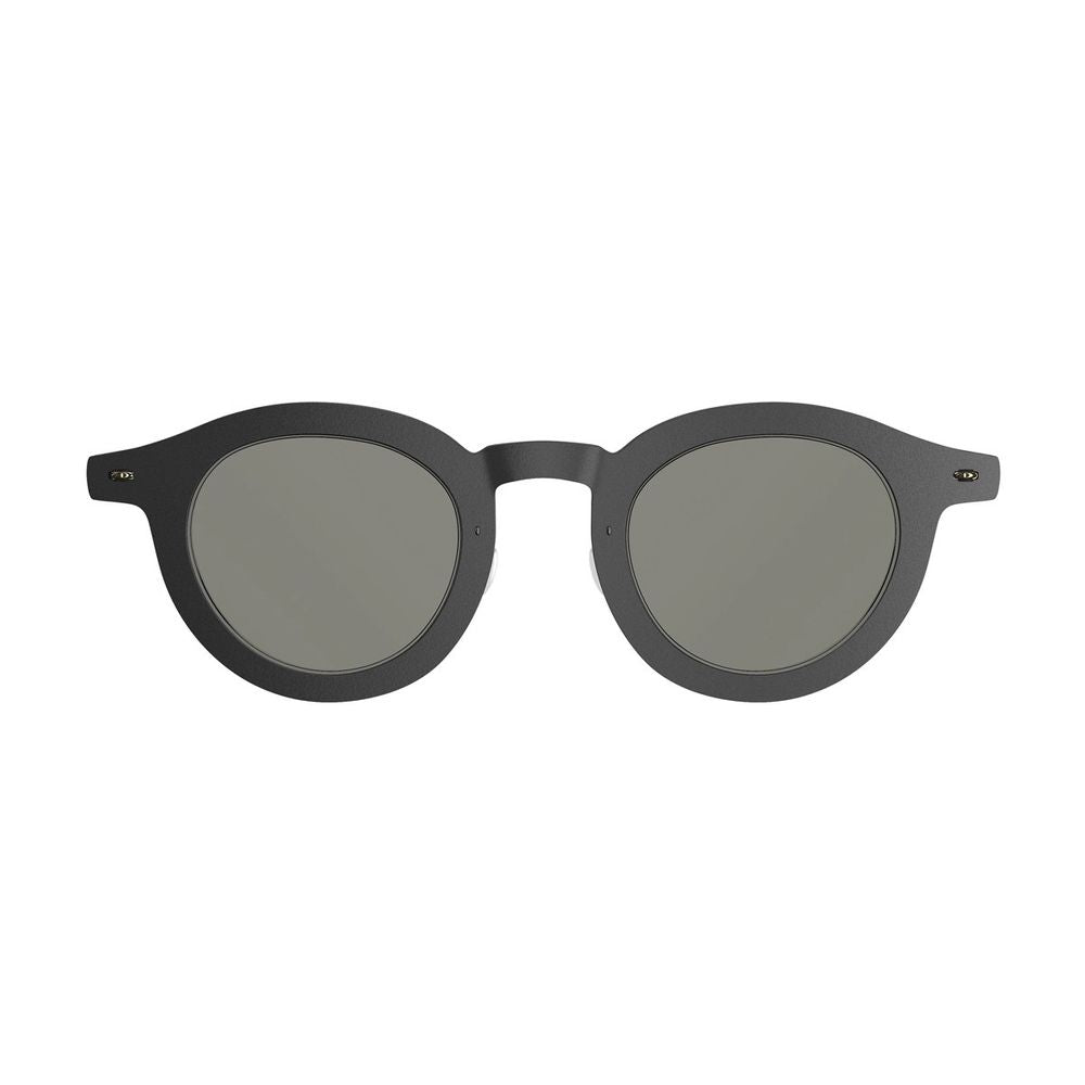 Sun Titanium 8342 D16/Pgt/Sl115 Black Matte Round Frame Sunglasses
