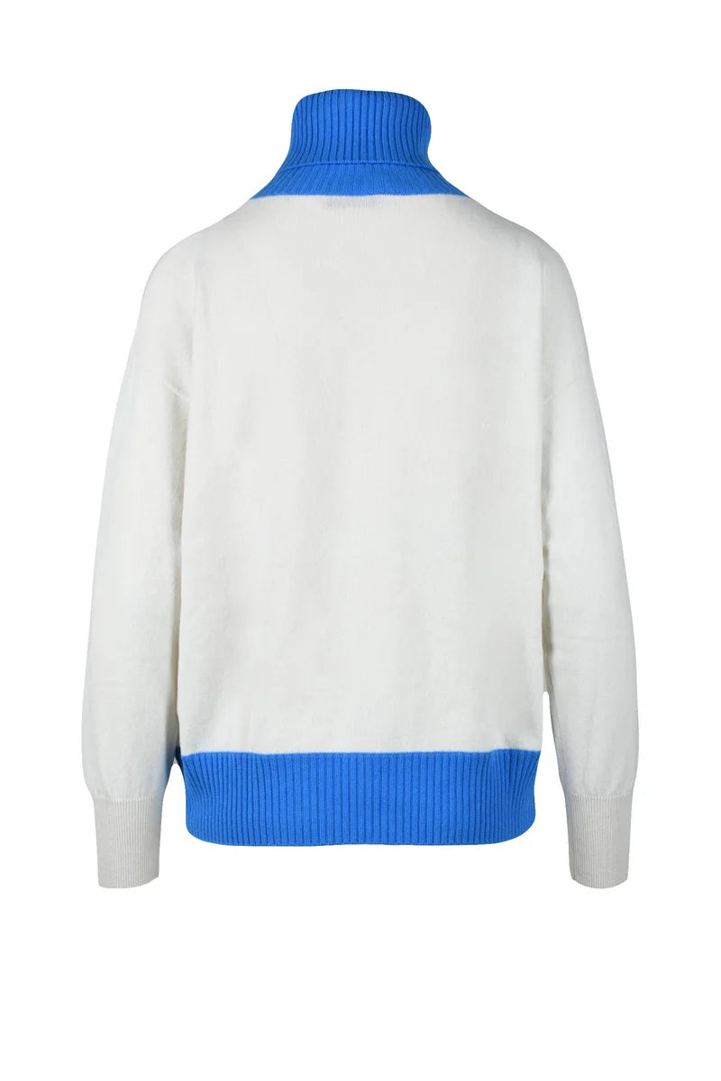 Cashmere Sweater - White/Sky Blue