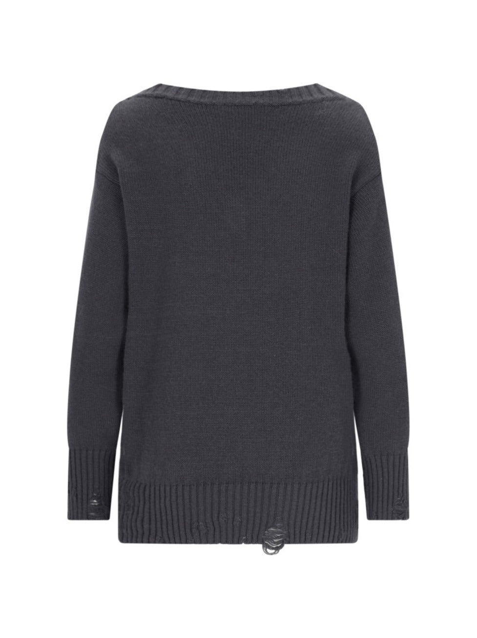 Destroyed Details Sweater In Gray Cashmere