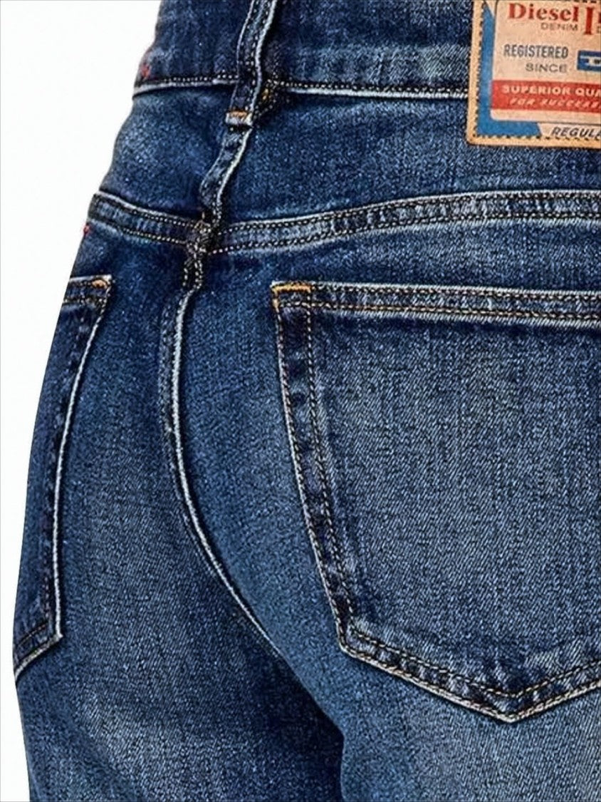 Medium Wash Straight-Leg Denim Pants
