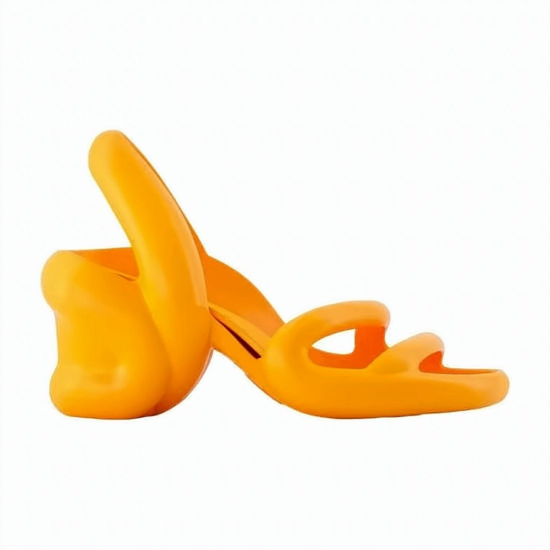 Sculptural Orange EVA Sandals with Curved Heel