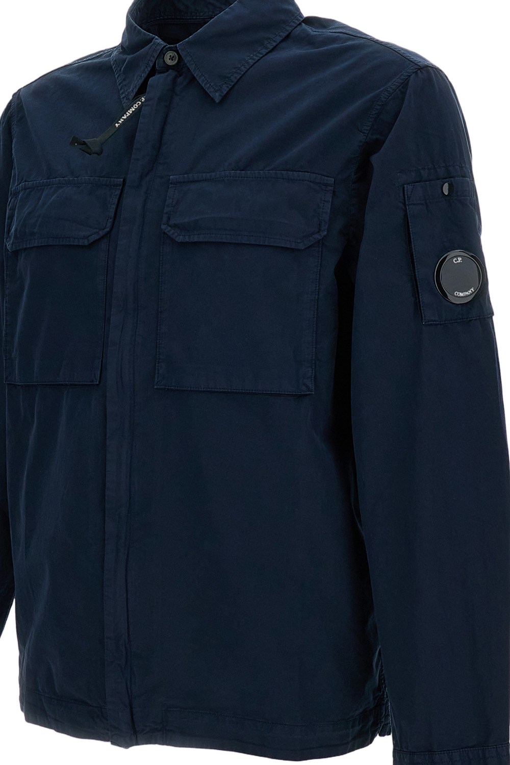 Blue Zip Cotton Shirt Jacket