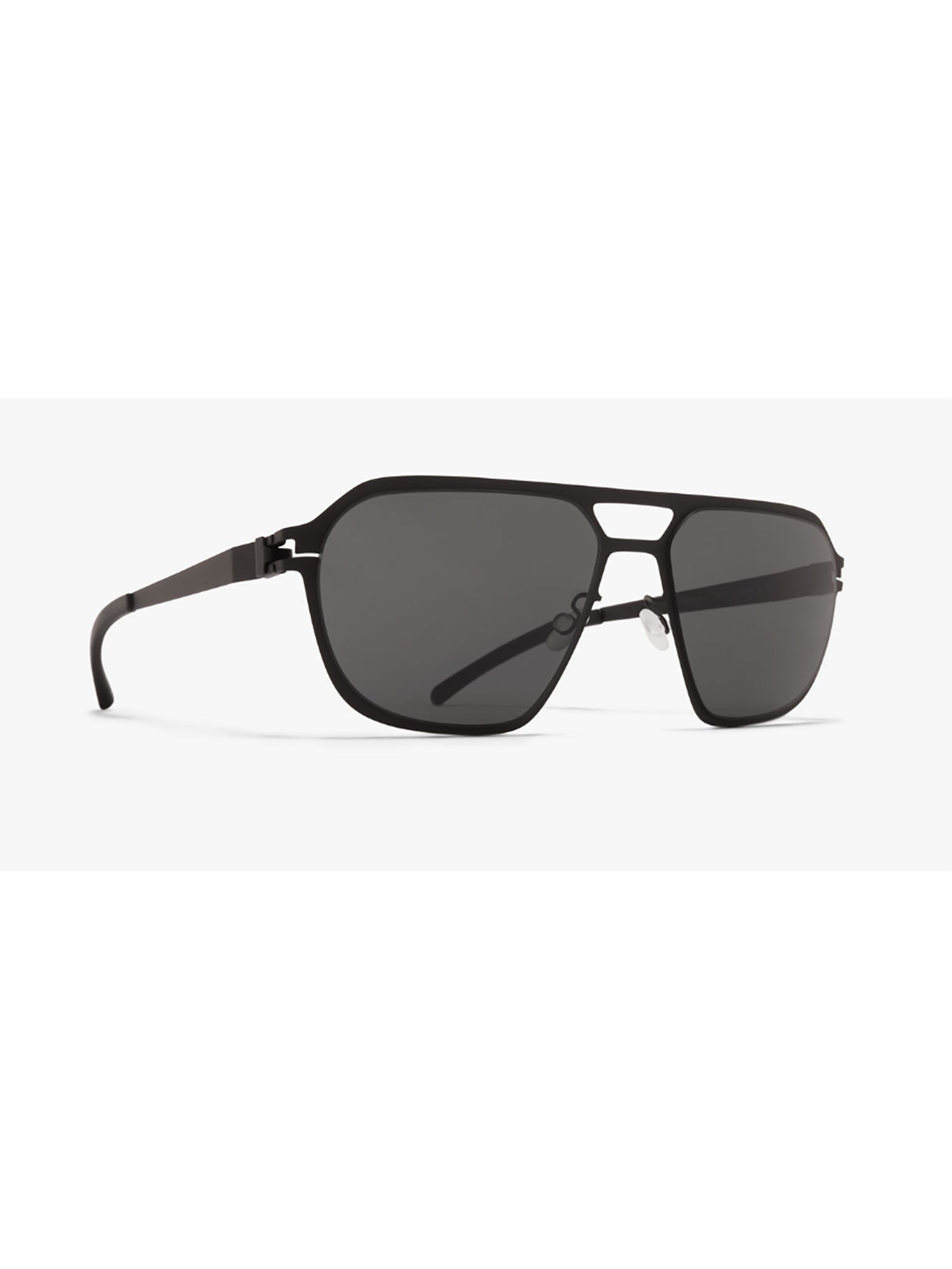 Angular Black Aluminum Sunglasses With Slim Temples