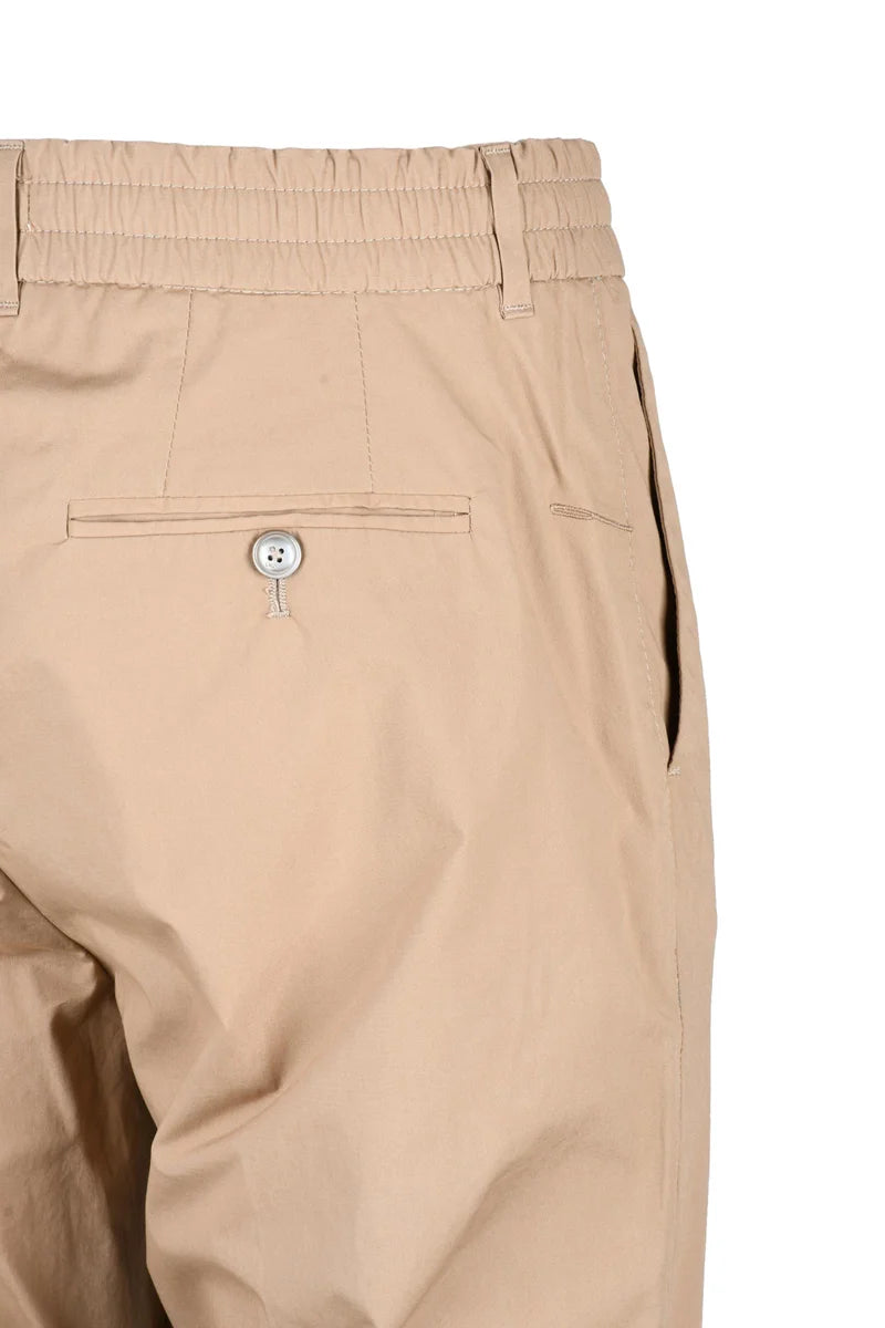 Beige Tailored Trousers with Adjustable Drawstring