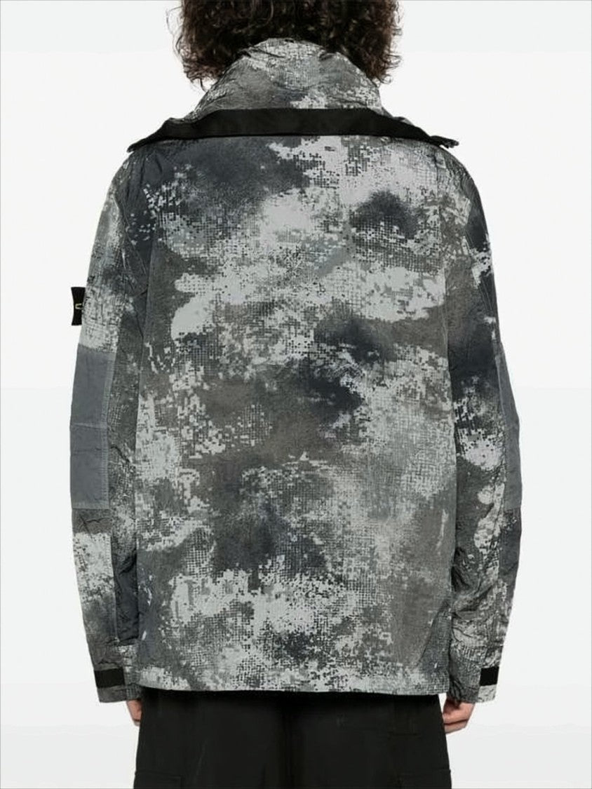 Digital Camouflage Jacket with Structured Collar