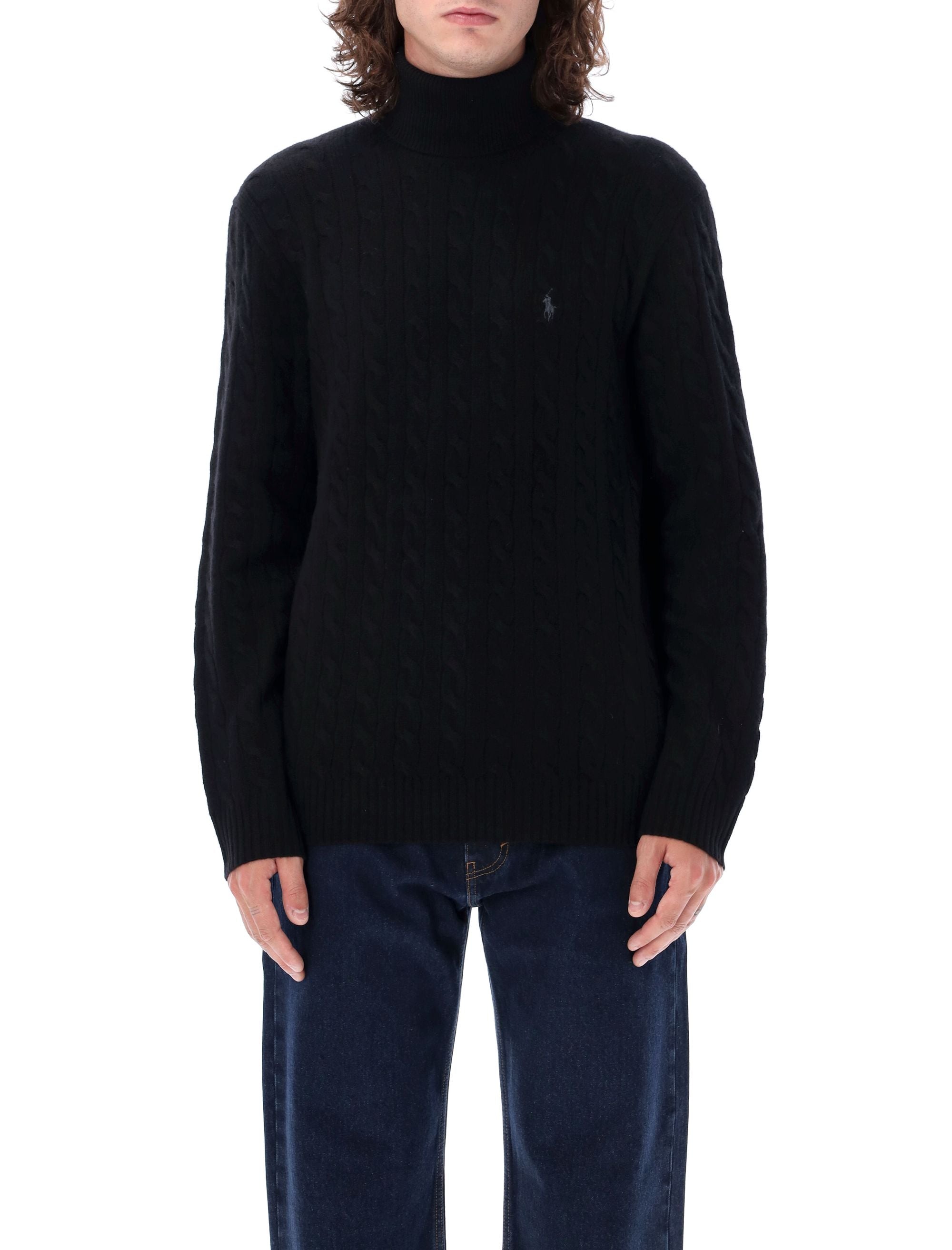 Cable Knit High-Neck Sweater
