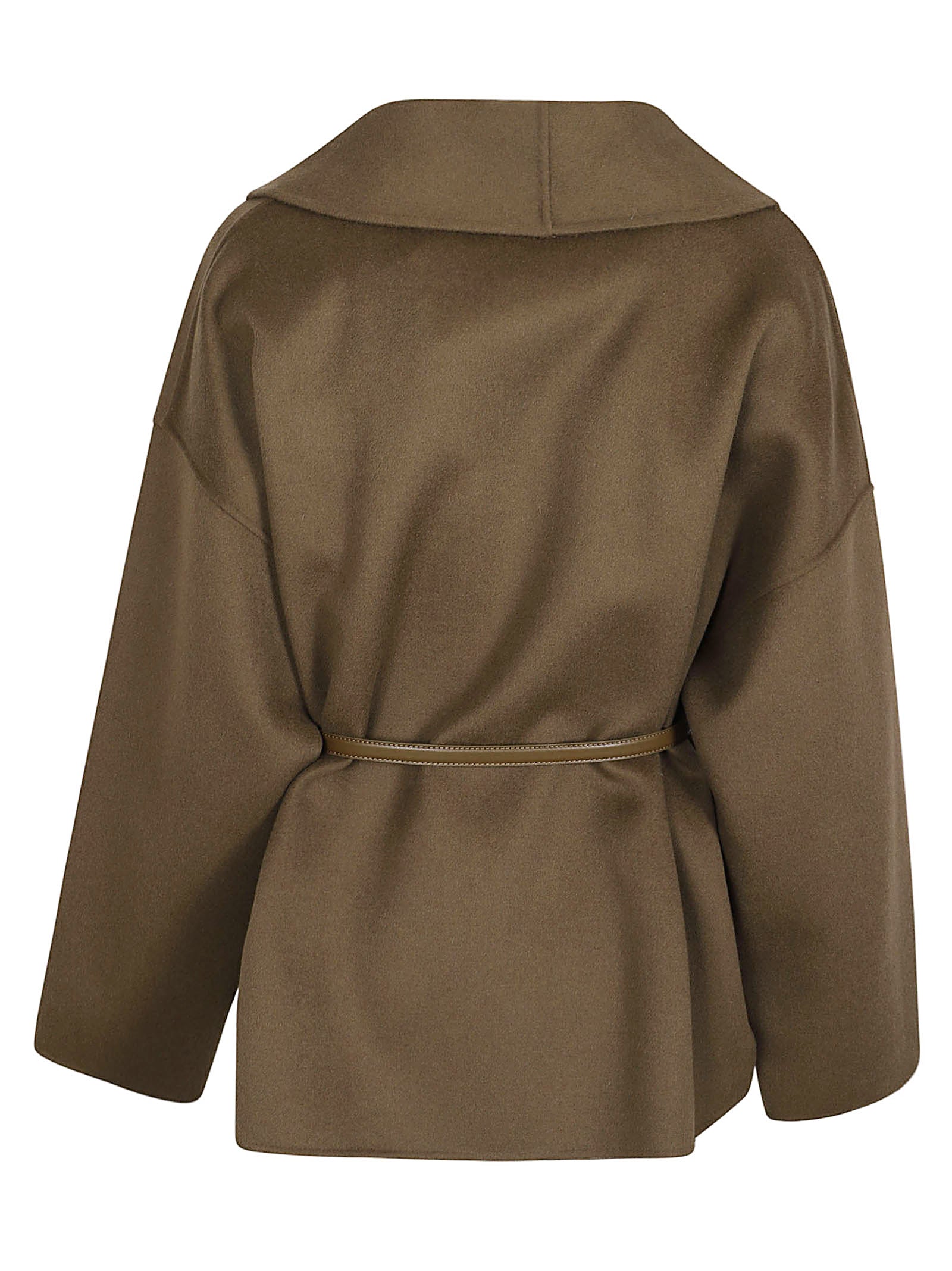 Wrap-Style Coat with Wide Shawl Collar and Textured Fabric