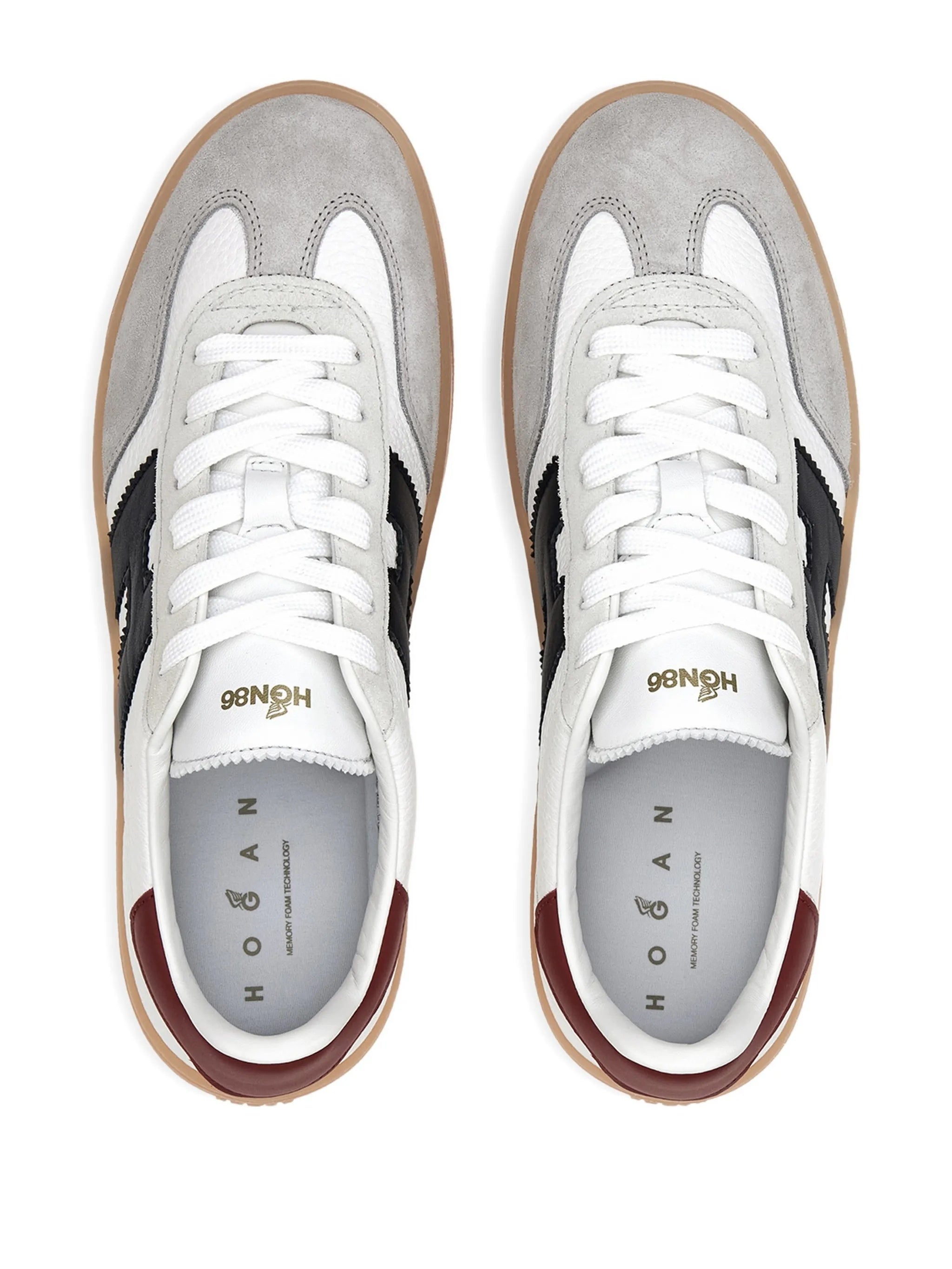 White Low-Top Suede Overlay Logo Sneakers