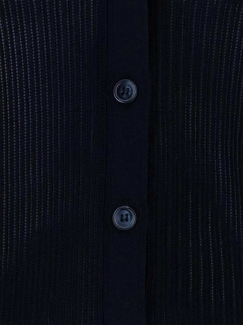 Ribbed V-Neck Cardigan with Button-Down Front