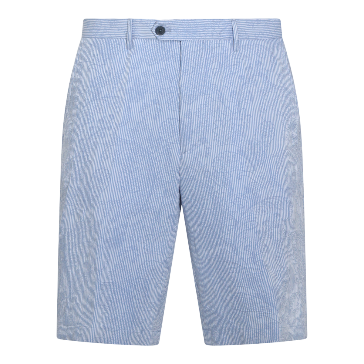 Tailored Blue Shorts with Stripe Pattern
