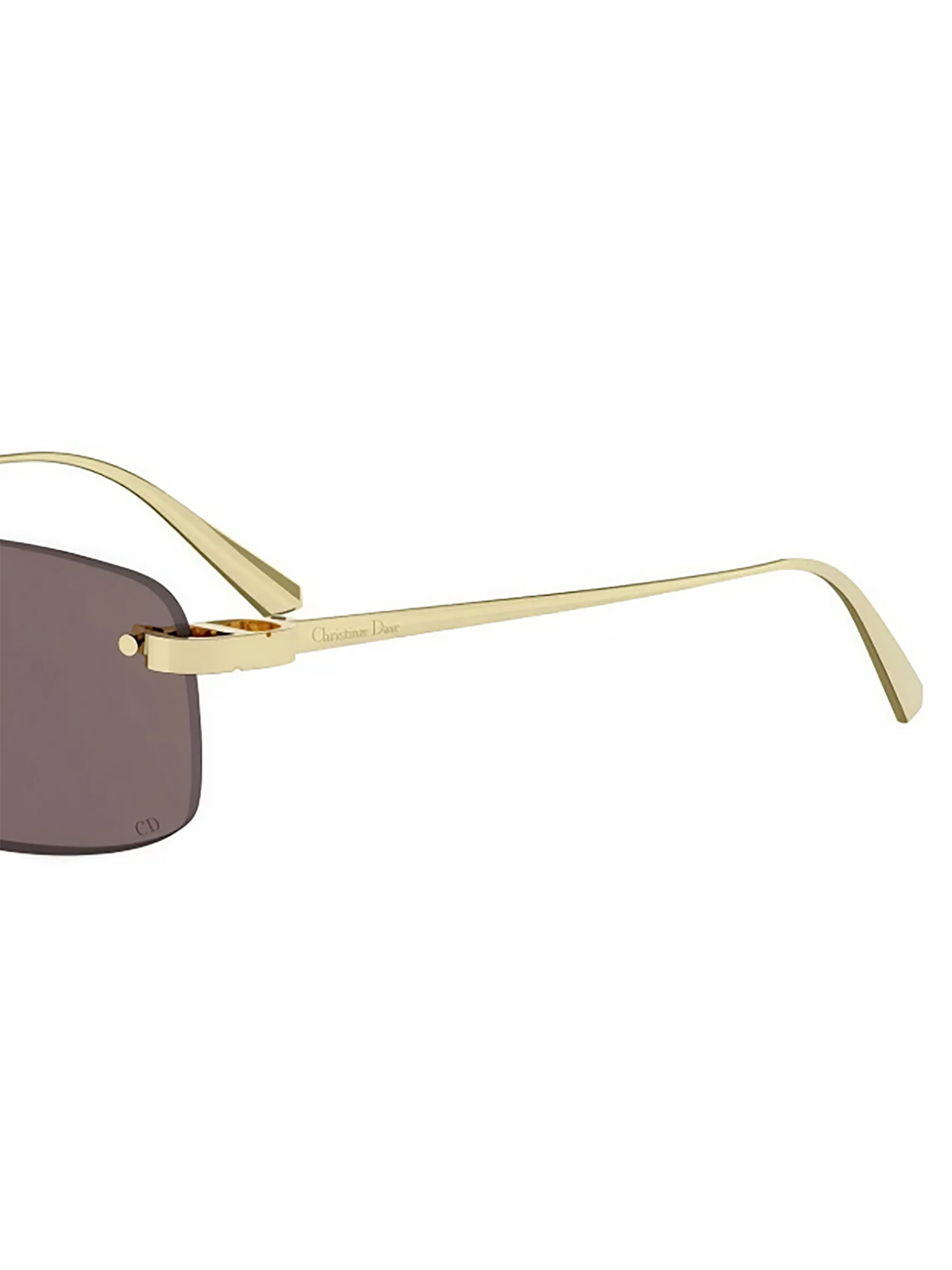 Rimless Rectangular Sunglasses With Gold-Toned Metal Accents