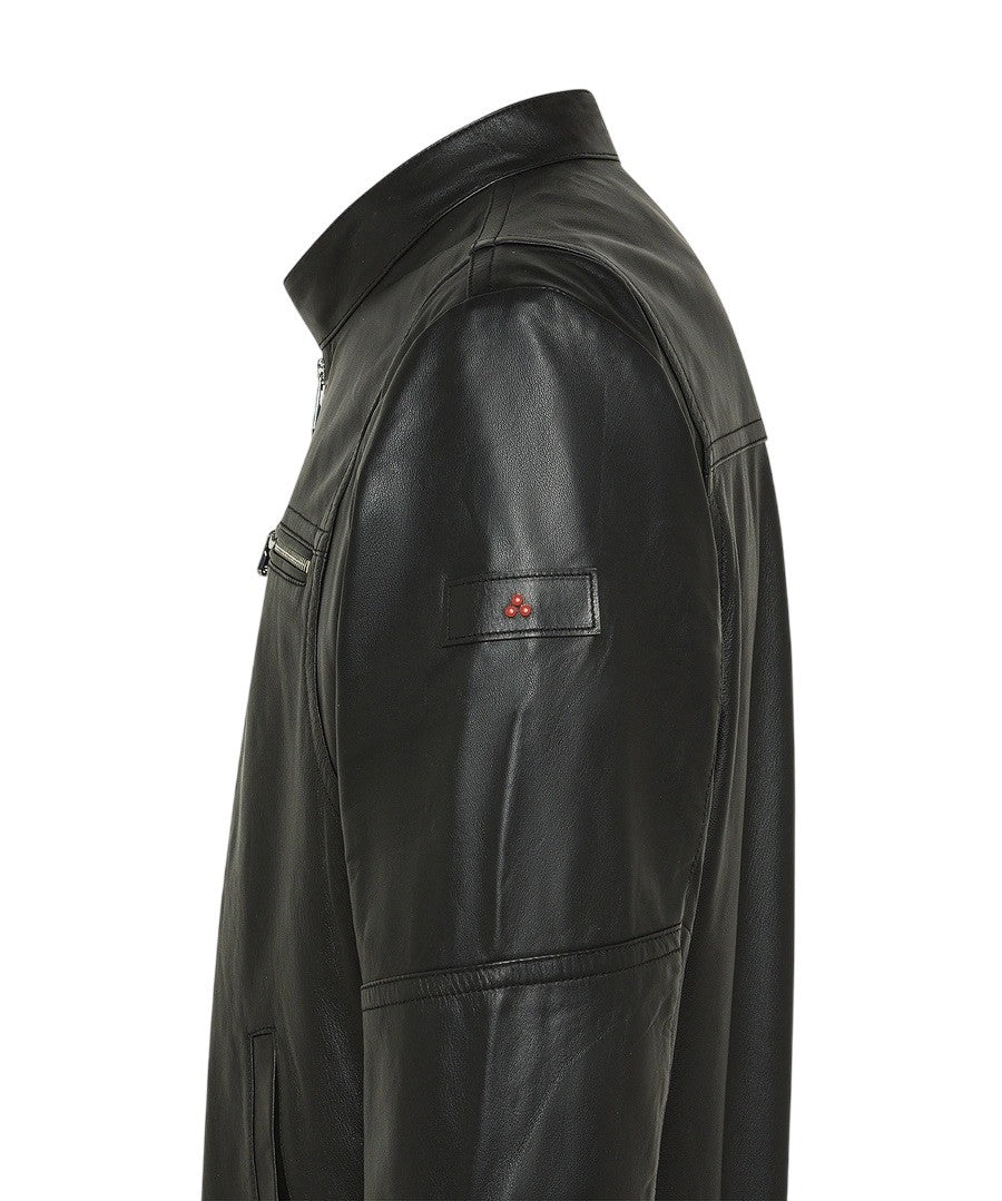 Short Slim-Fit Biker Jacket In Soft Leather