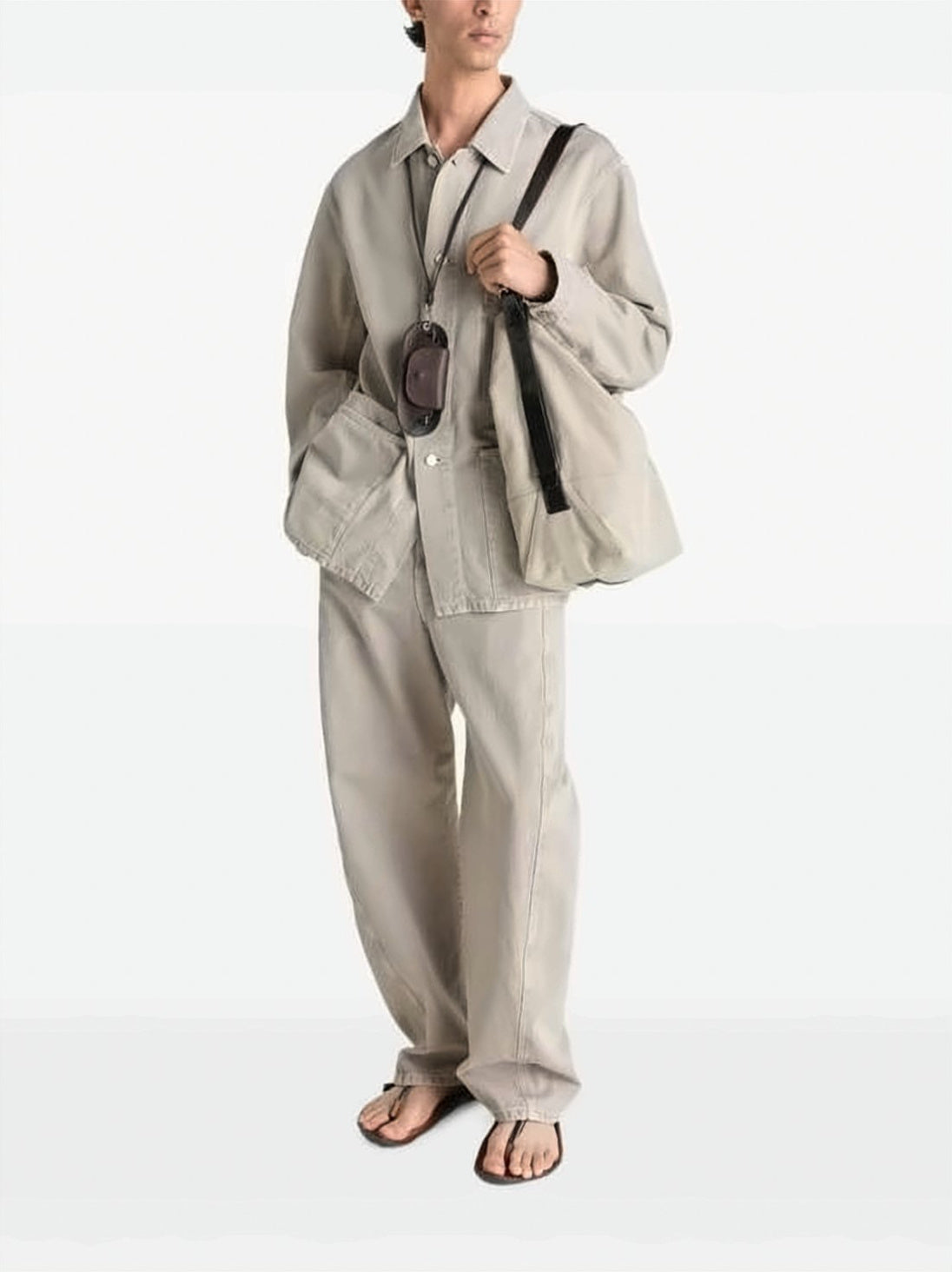 Beige Washed Cotton Patch Pocket Jacket
