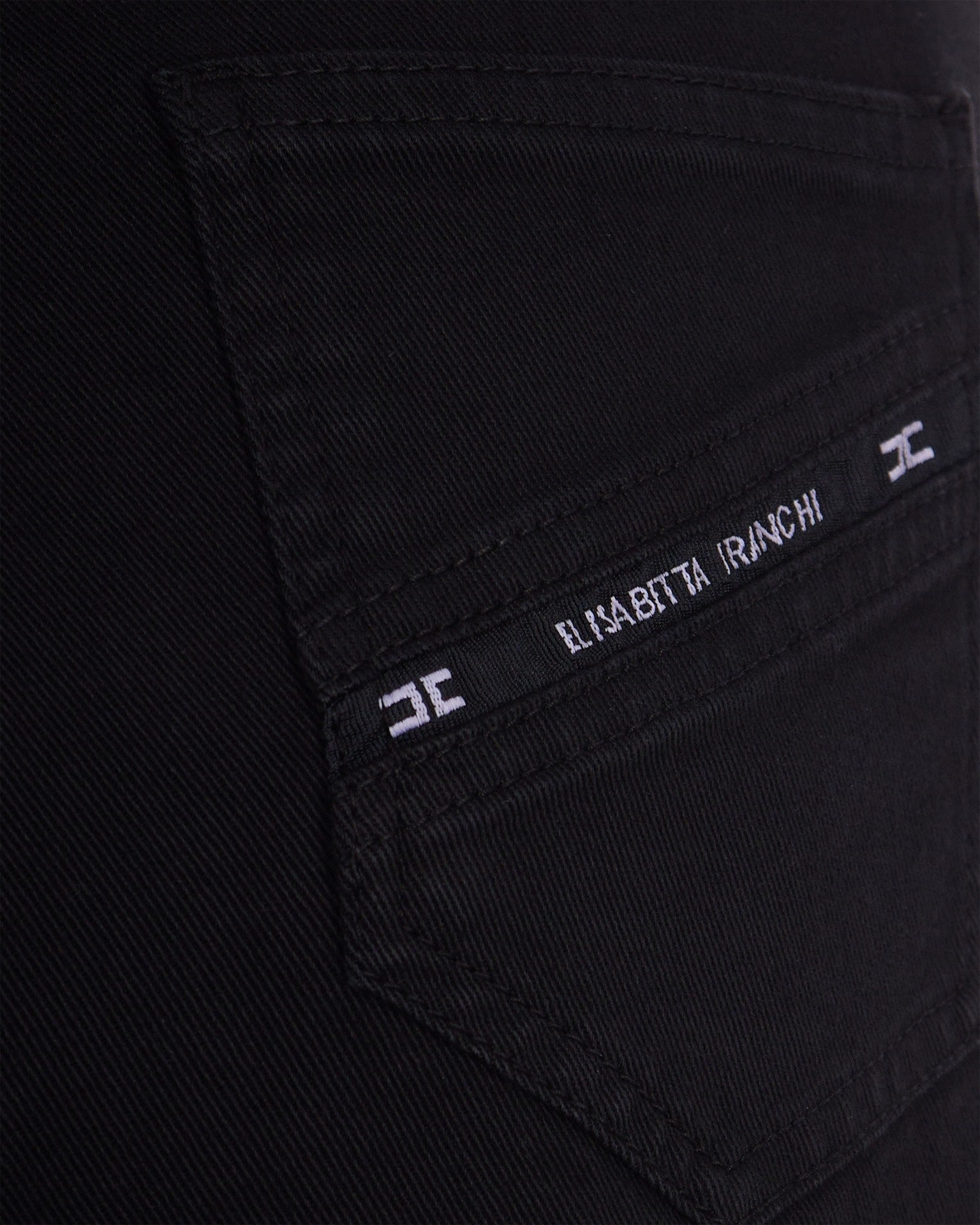 Wide-Leg Denim Pants with Golden Logo Details