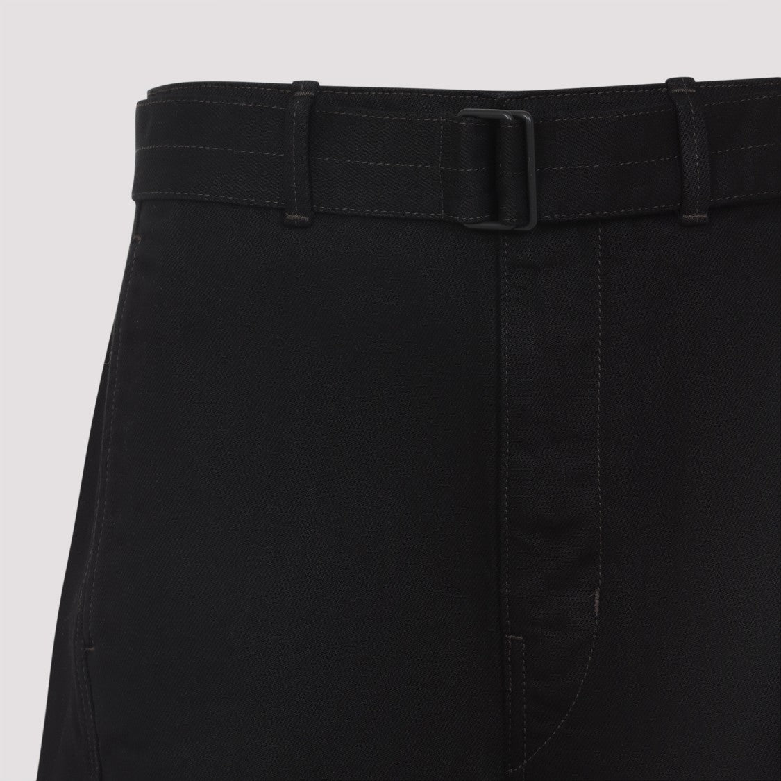 High-Waisted Wide-Leg Black Trousers With Tailored Belt
