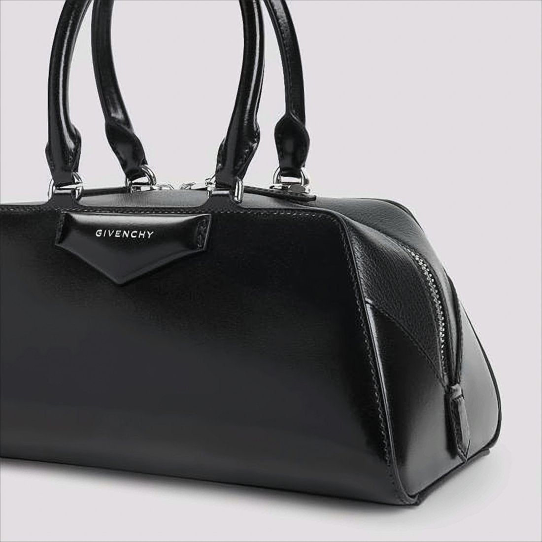 Structured Black Calf Leather Tote Bag