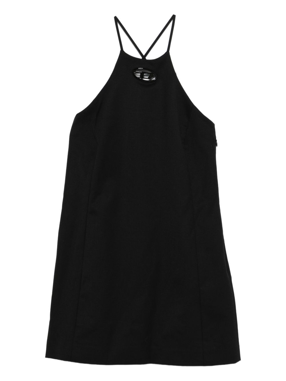 Czarna sukienka mini z dekoltem halter