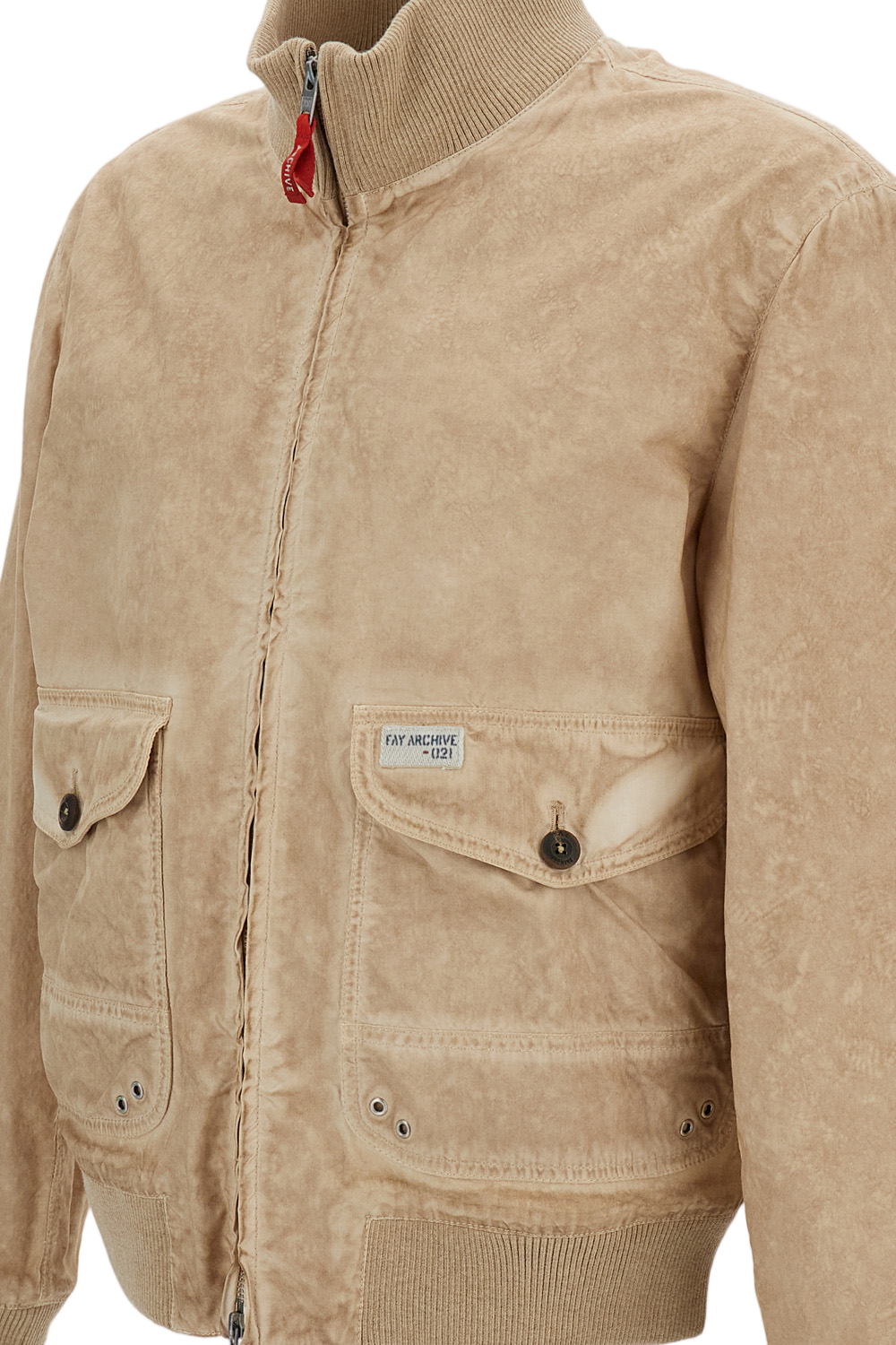 Authentic Garment-Dyed Bomber Jacket with Rib-Knit Details