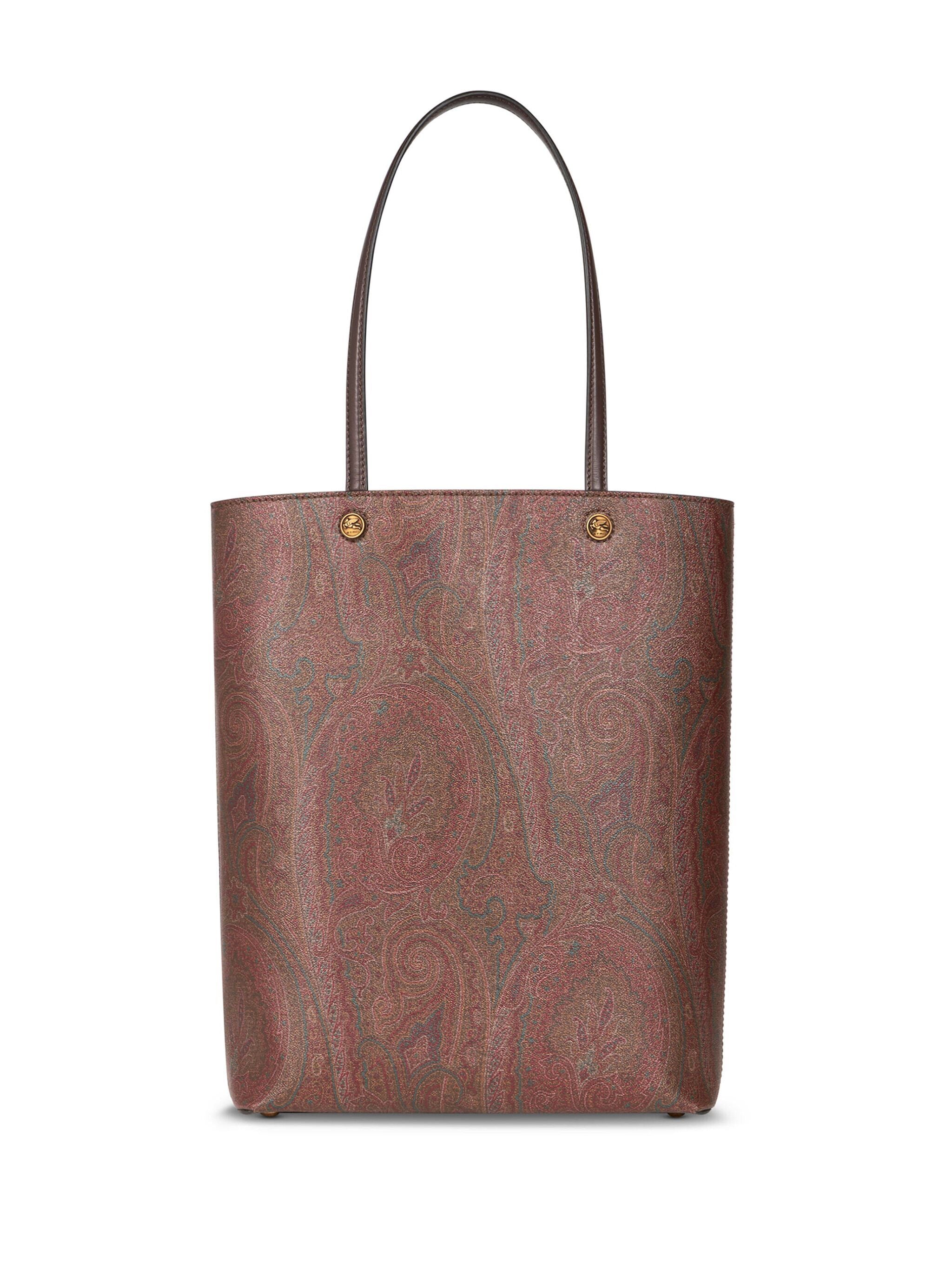 Vertical Shopping Brown Paisley Pattern Tote