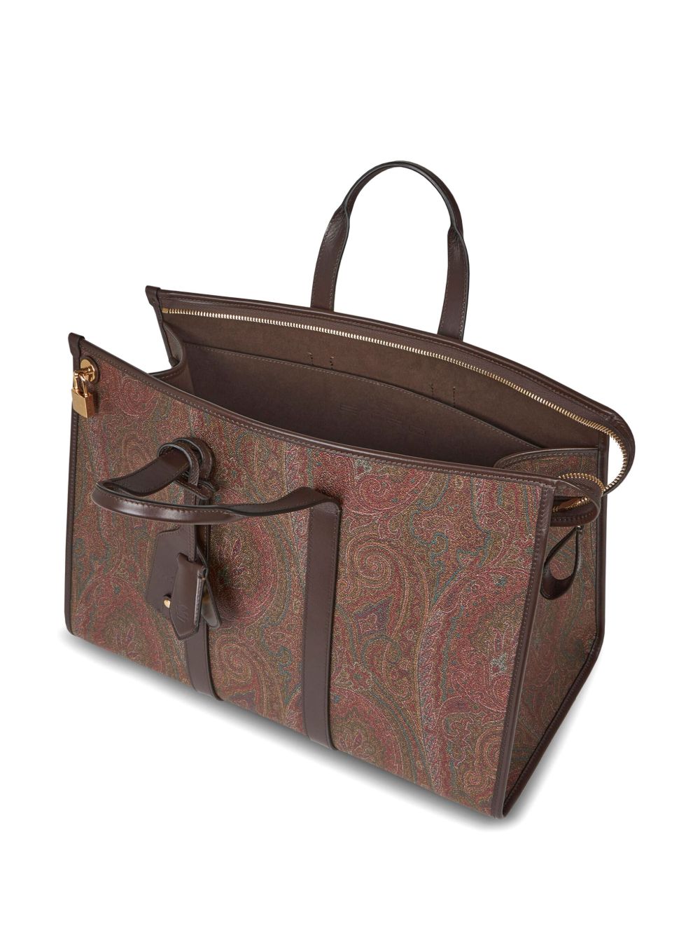 Spacious Paisley Jacquard Handbag With Gold-Tone Accents