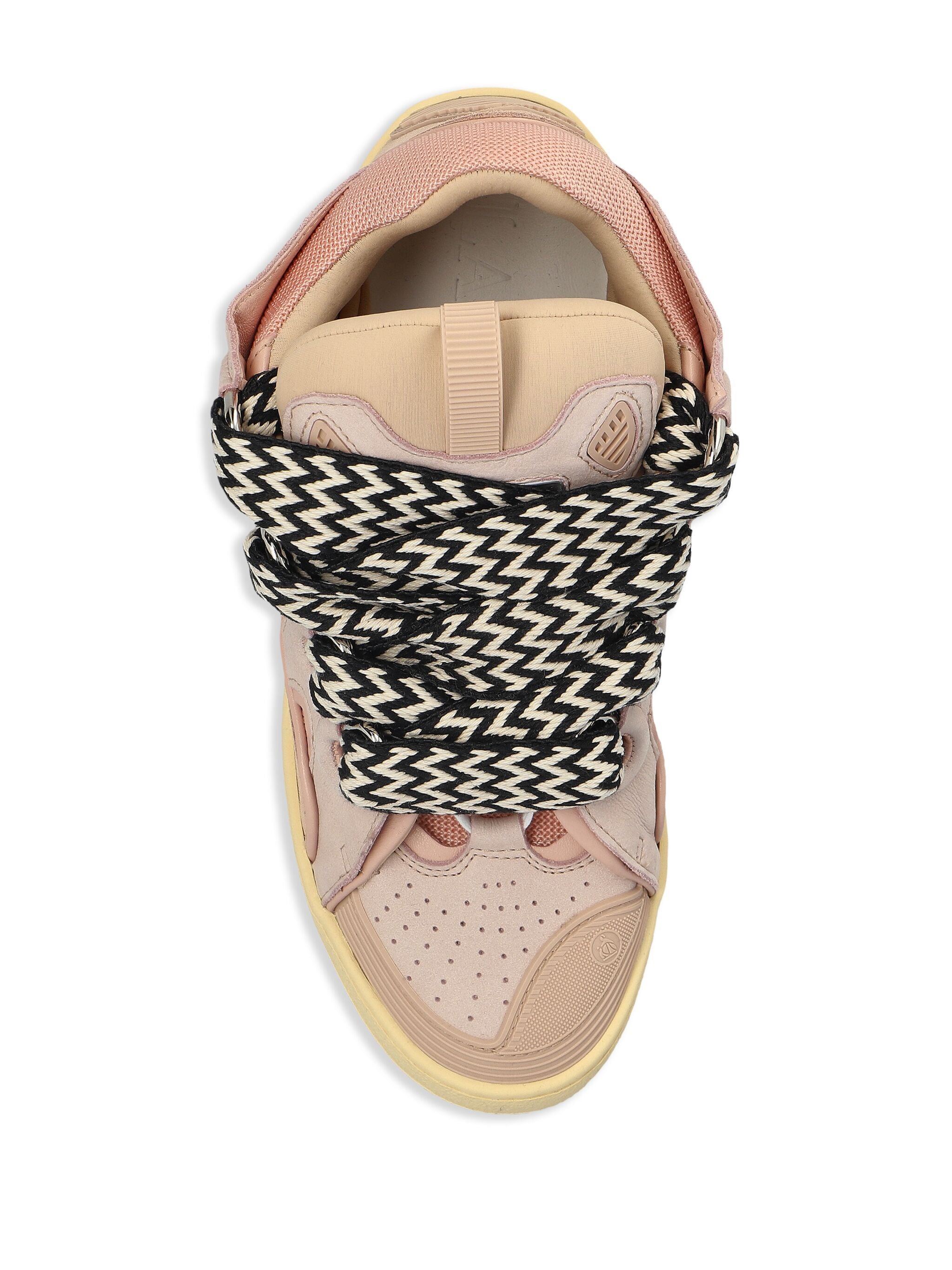 Pink/Beige Curb Sneakers 90s-Inspired Suede Sneakers