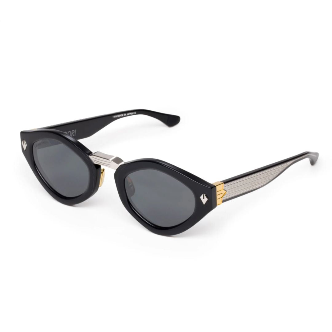 Hydra 36/65 Geometric Black Acetate Sunglasses with Metallic Accents