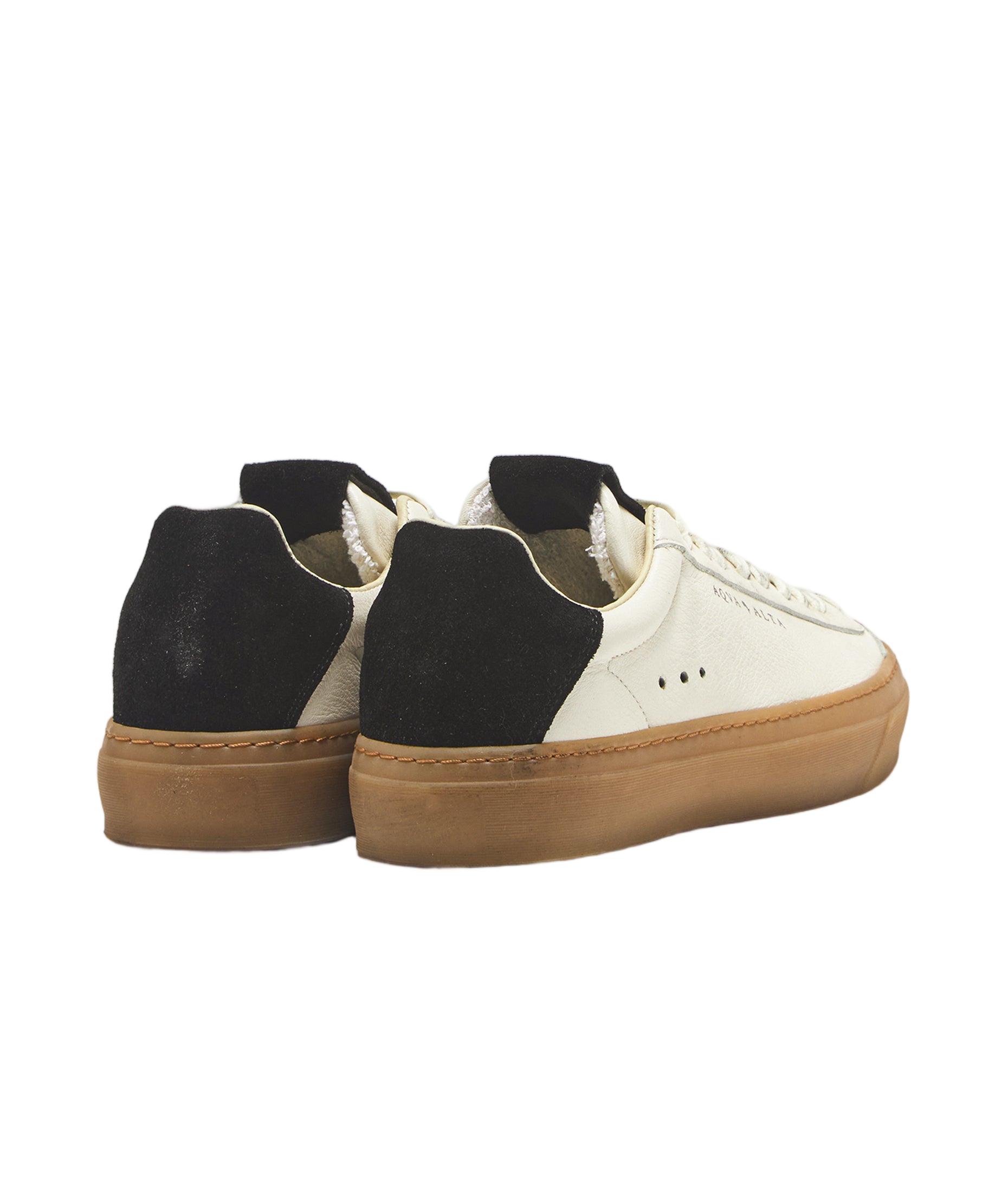 White Leather Sneakers with Black Suede Accents