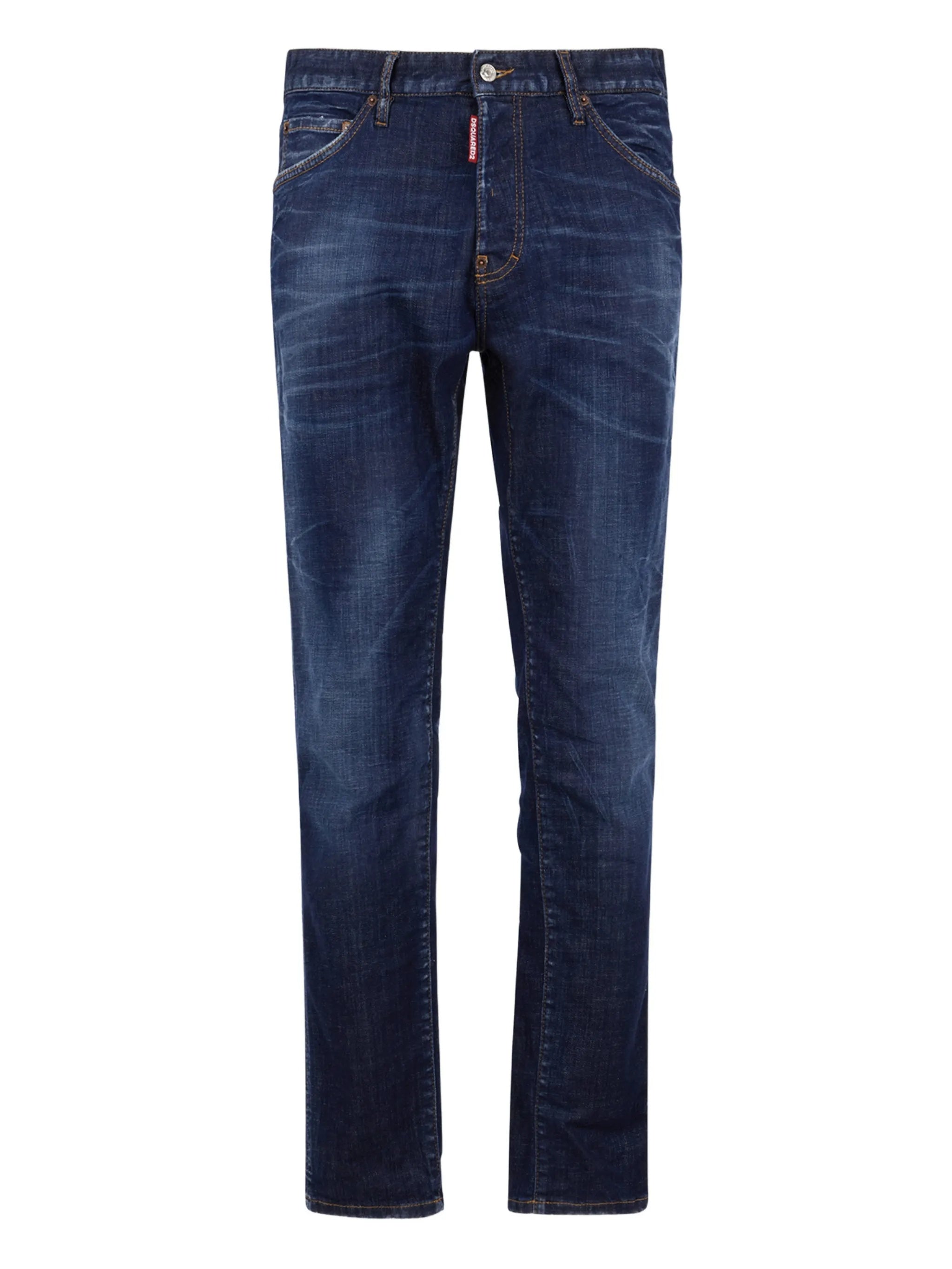Straight-Leg Medium-Dark Wash Denim Jeans