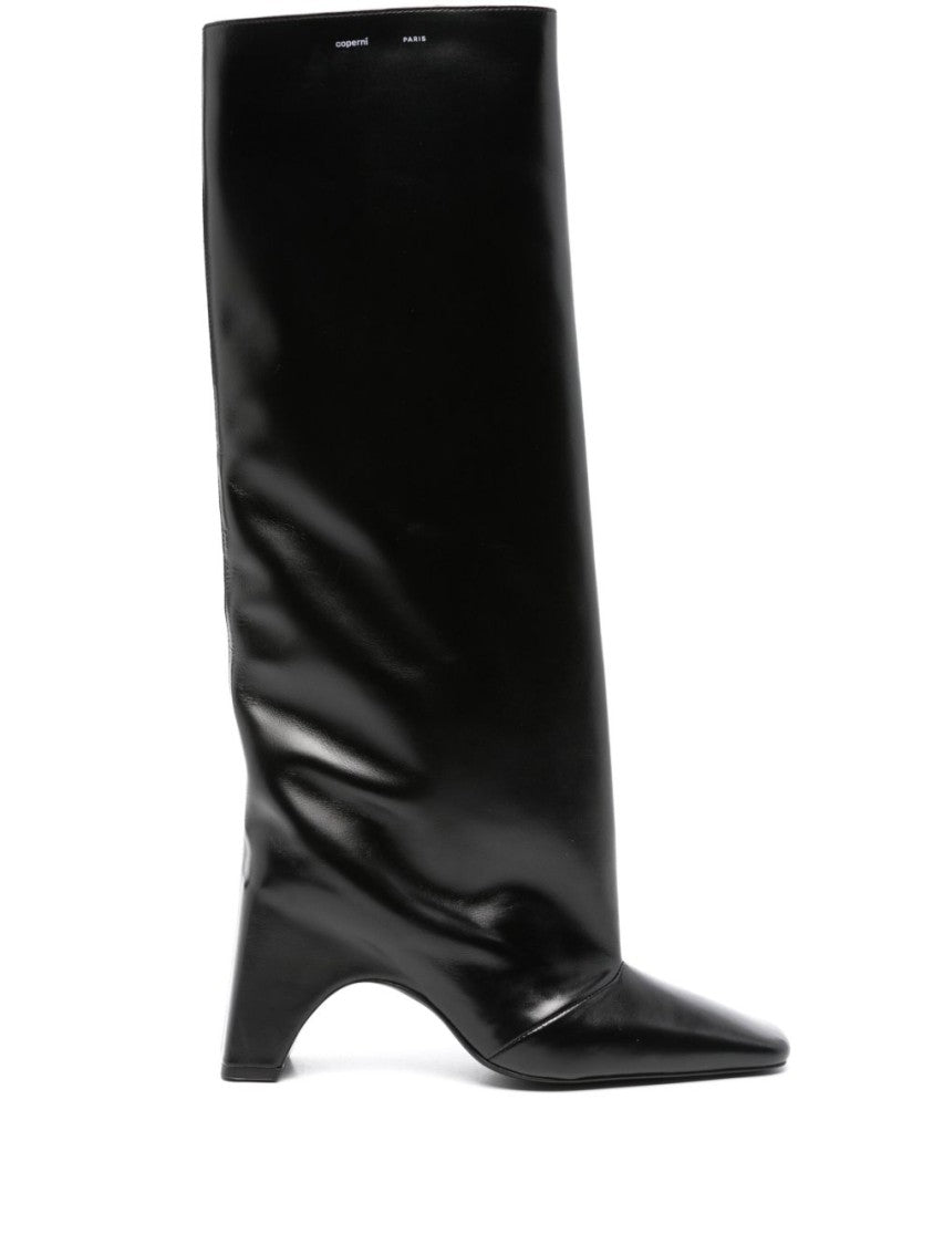 Knee-High Black Calf Leather Coperni Bridge Boots