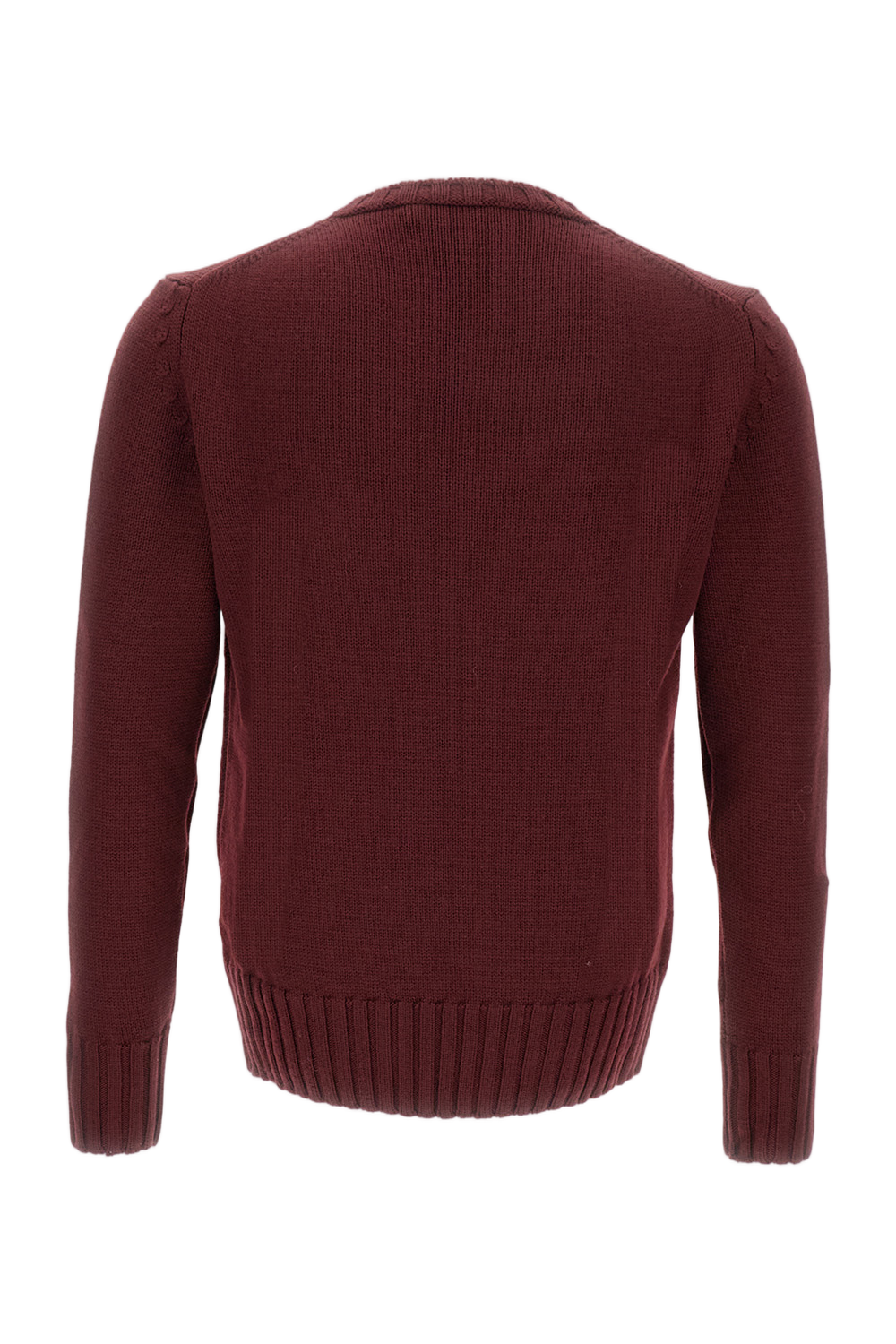 Ribbed Hem Wool Crew Neck Sweater
