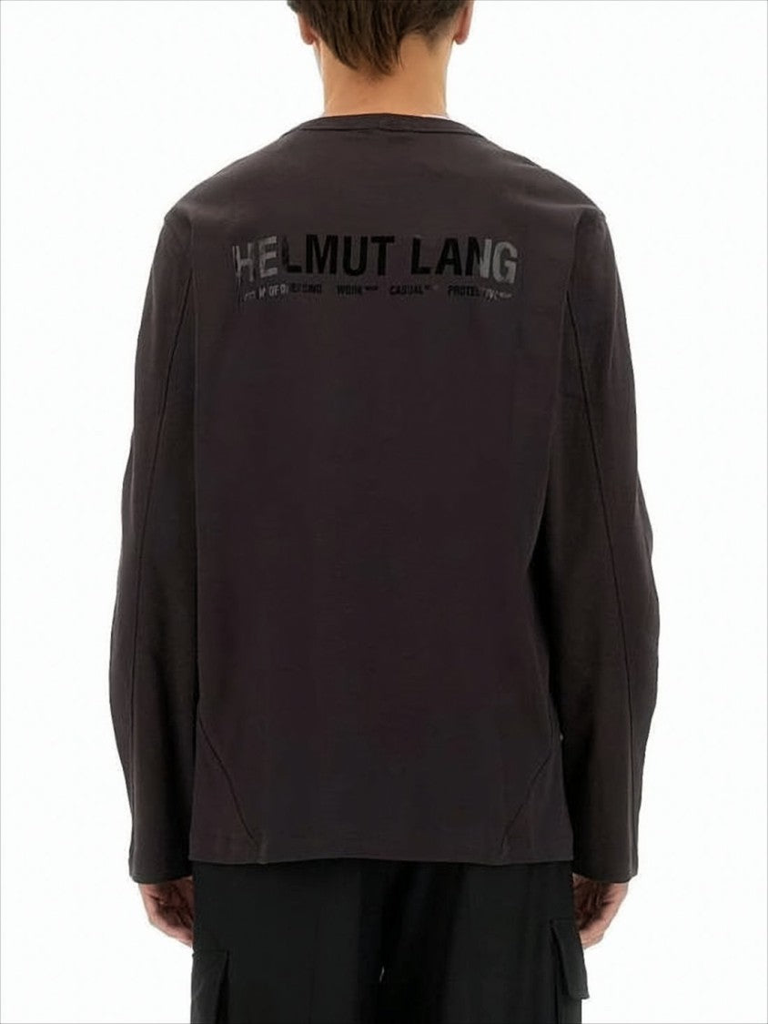 Relaxed Fit Long-Sleeve Crew Neck T-Shirt with Tonal Logo