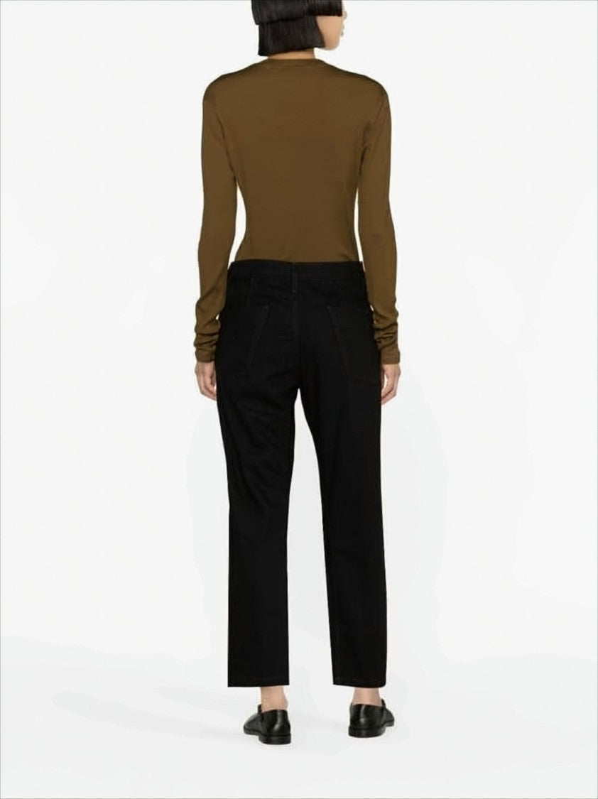 High-Waisted Black Denim Pants With Straight-Leg Silhouette