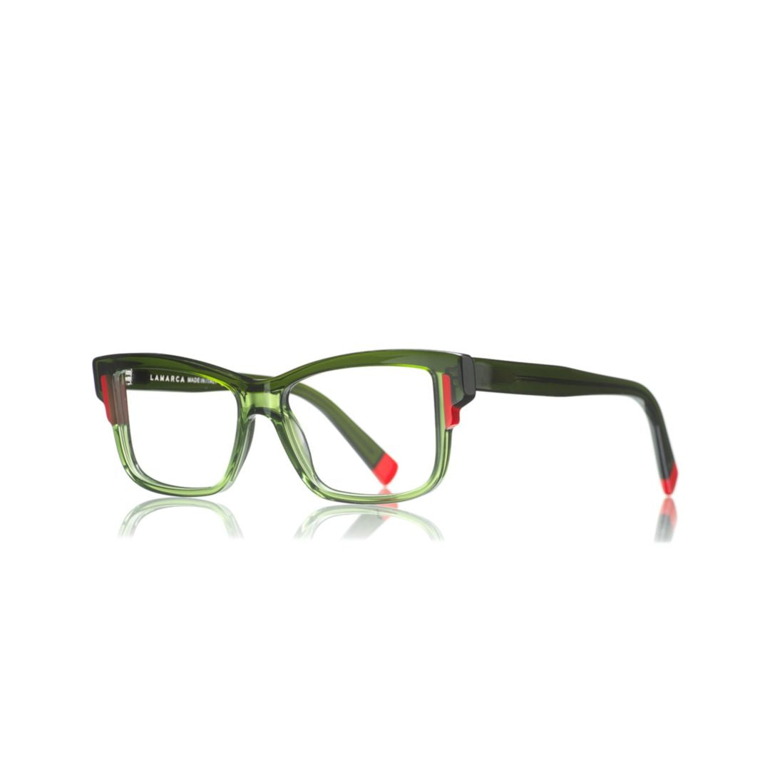 Fusioni 171 Rectangular Eyeglasses with Translucent Green Acetate Frame