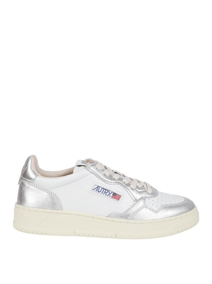 White Sneakers With Metallic Accents