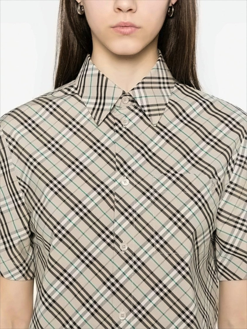 Cropped Check Pattern Shirt
