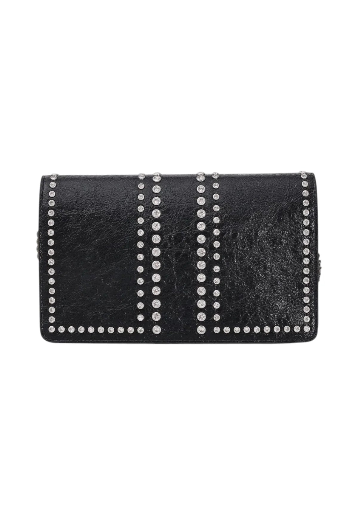 Studded Black Polyurethane Shoulder Bag
