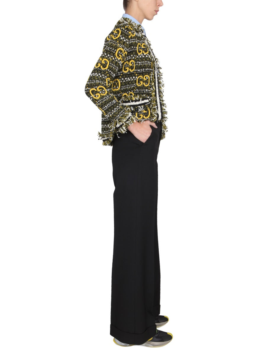Tailored Wool Pants with Hook and Zipper Closure