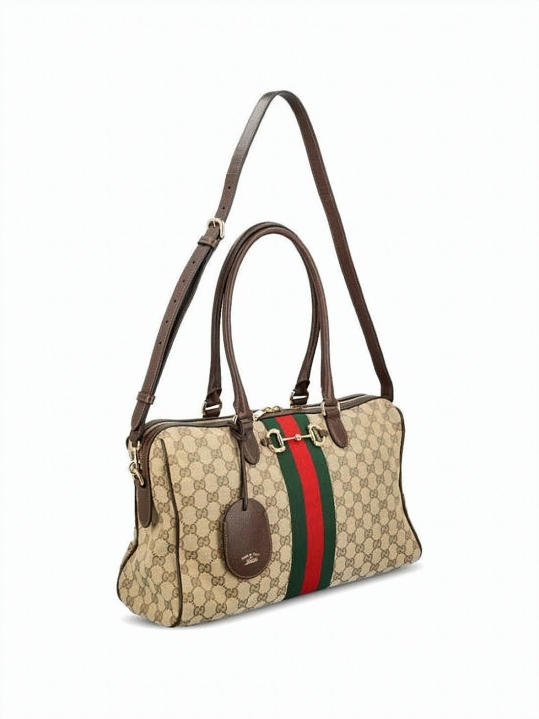 Large Boston Bag in Beige GG Canvas