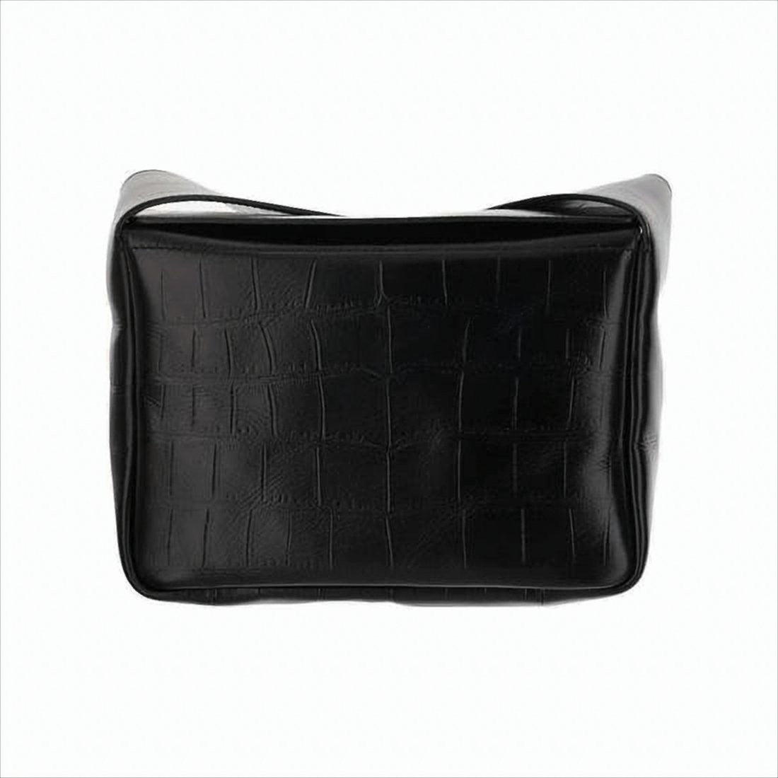 Structured Shoulder Bag with Embossed Crocodile Pattern