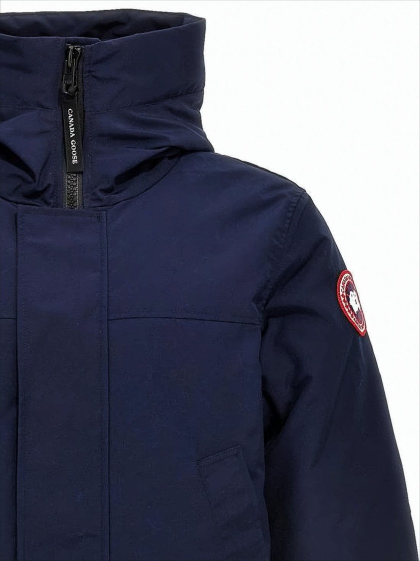 High-Collar Down Jacket with Concealed Front Zipper