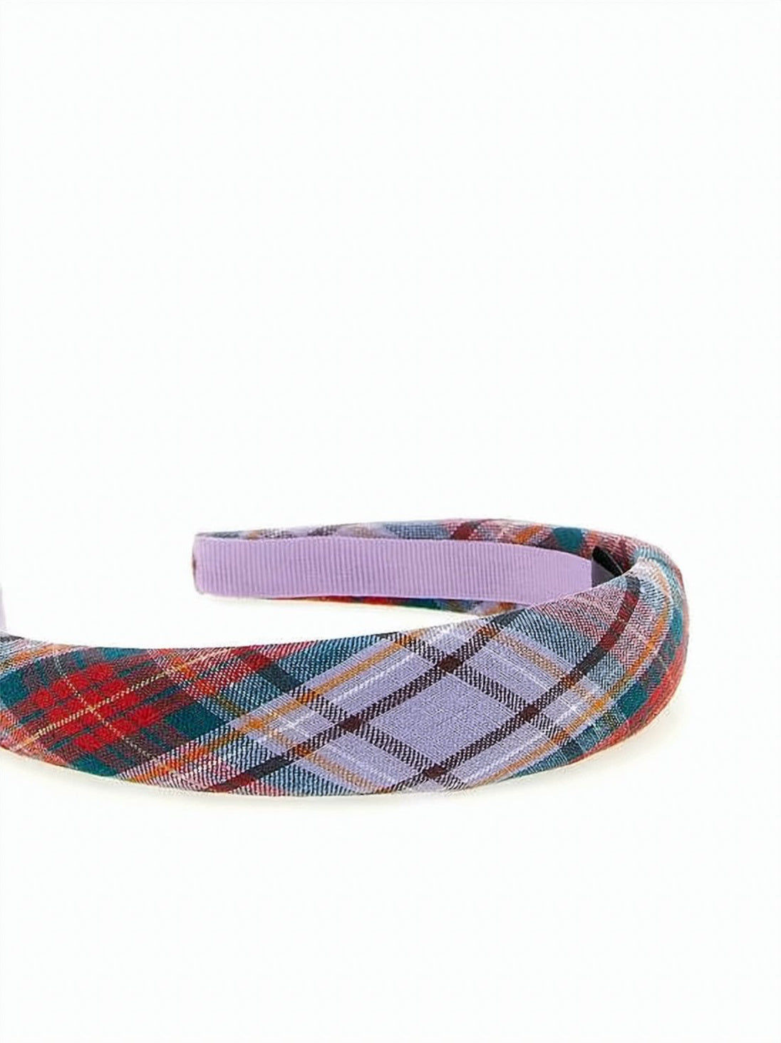 Plaid Linen Headband with Embroidered Emblem