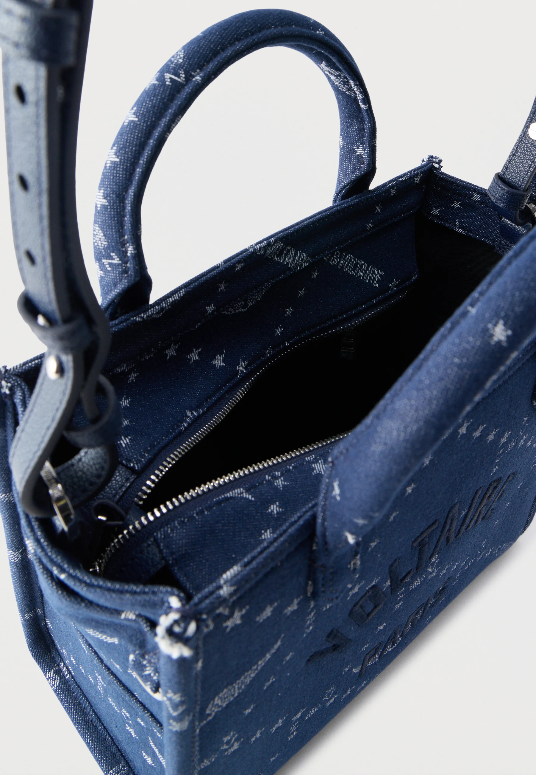 Structured Rectangular Handbag with Star and Wing Pattern