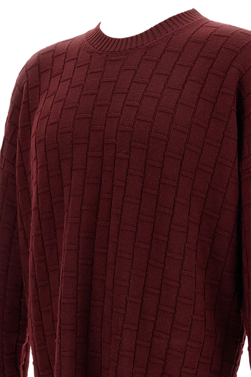 Textured Checked Wool Sweater