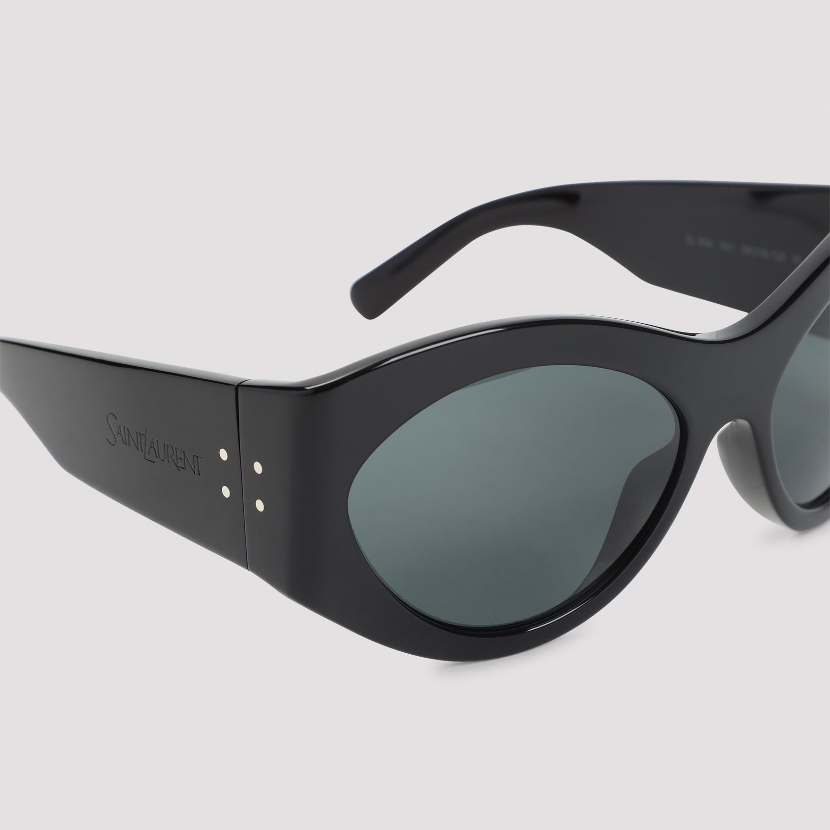 Cat-Eye Black Acetate Sunglasses with Metallic Accents