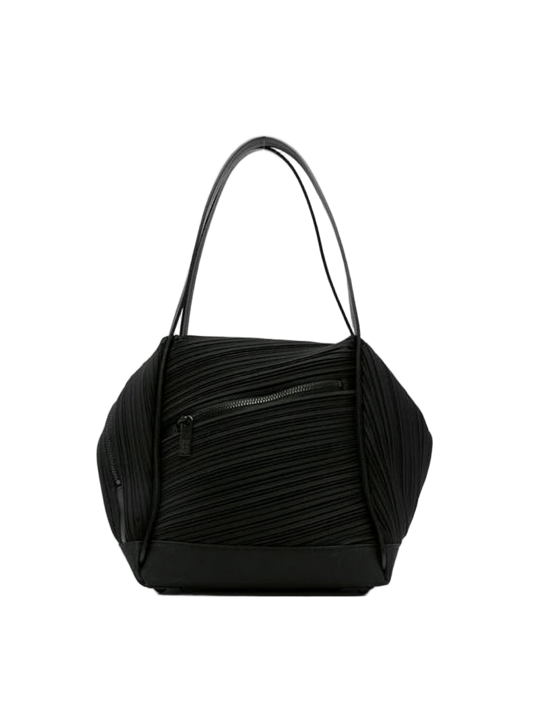 Pleated Design Shoulder Bag with Geometric Structure