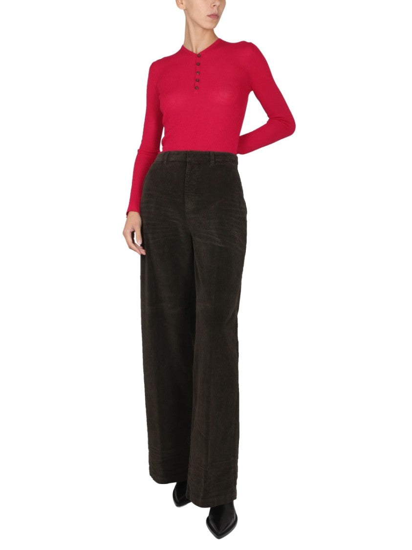 High-Waisted Brown Wide-Leg Pants