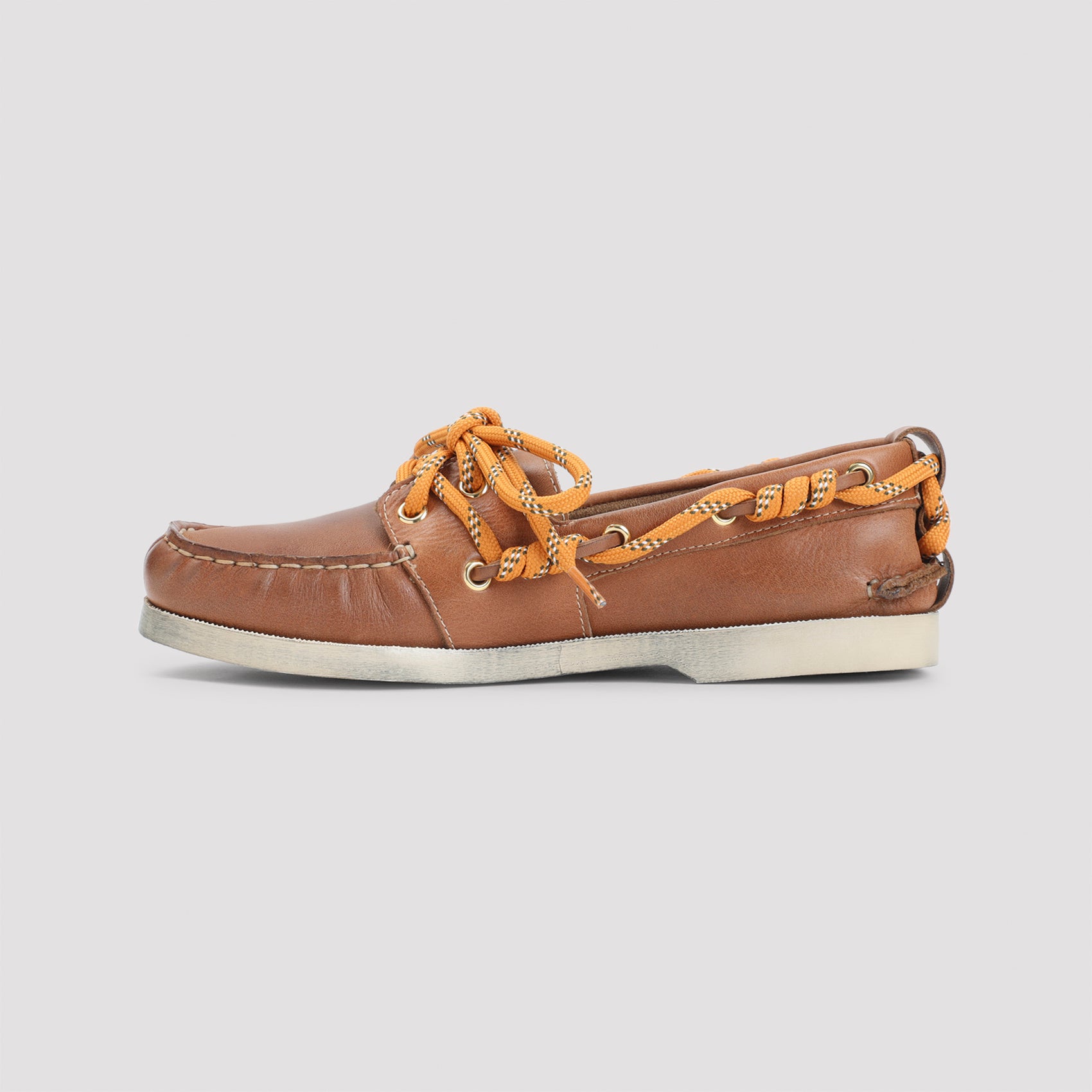 Warm Brown Loafers with Unique Yellow Laces